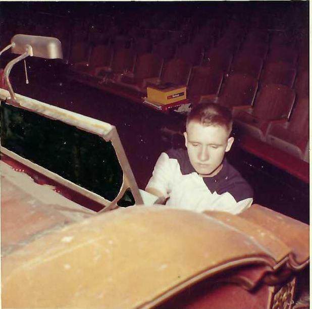 Jay Mitchell at the console of Bertha, 1956