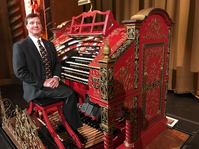 Organist Danny Brooke at the Alabama Wurlitzer.